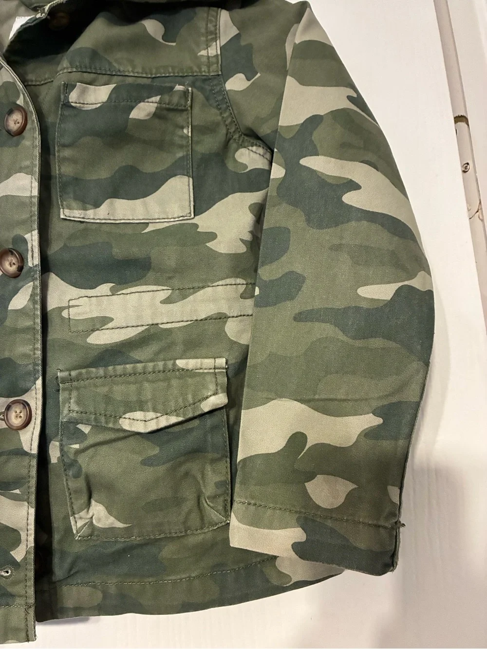 Old Navy Girls Green Camo Hooded Utility Jacket